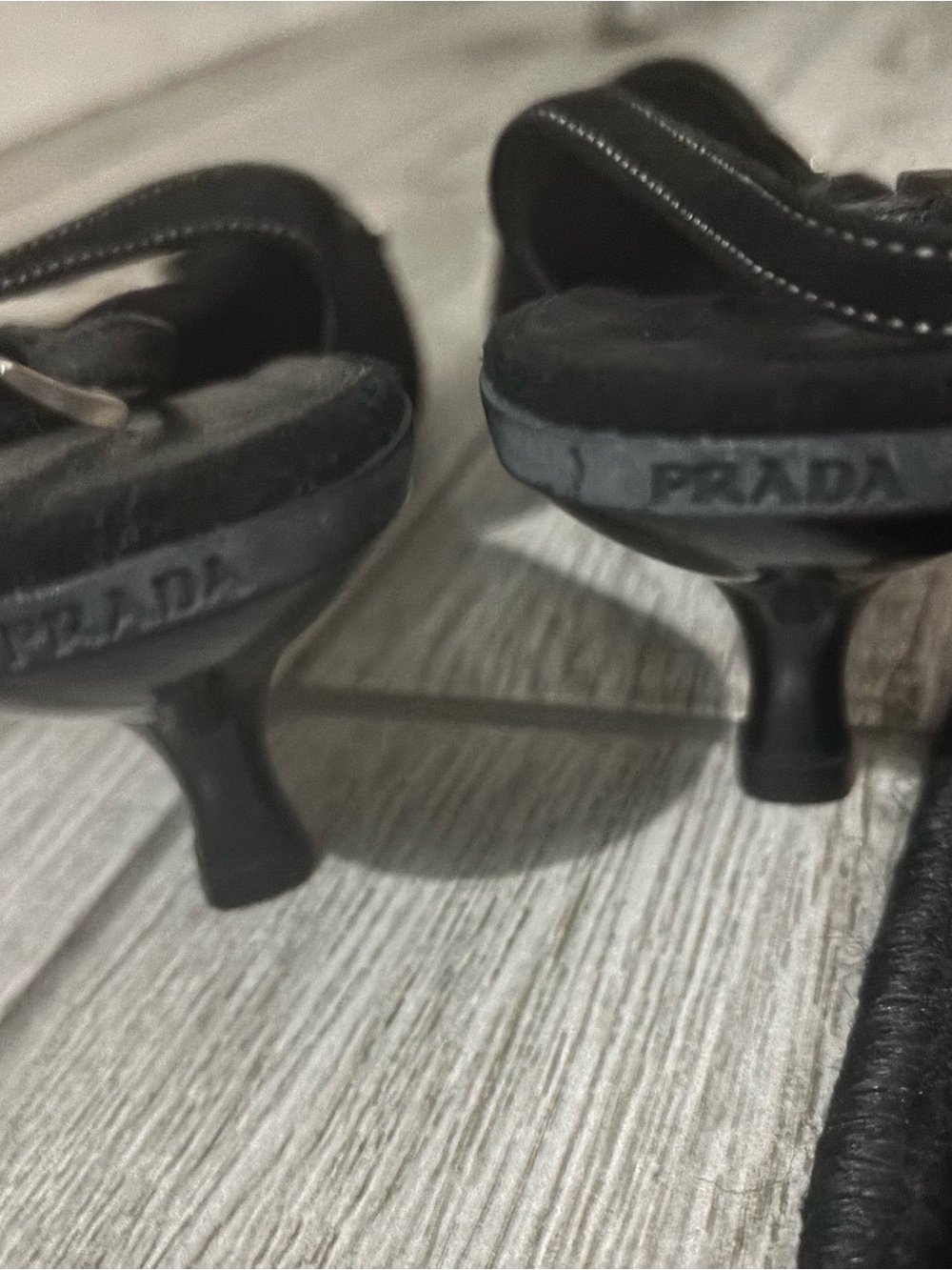 Vintage Prada Black Slingback Kitten Heels Contrast Stitch IT 38 - Picture 9 of 14